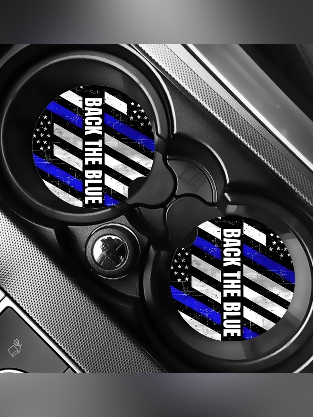 Police Back The Blue Car Coasters Absorbent Set of (2)